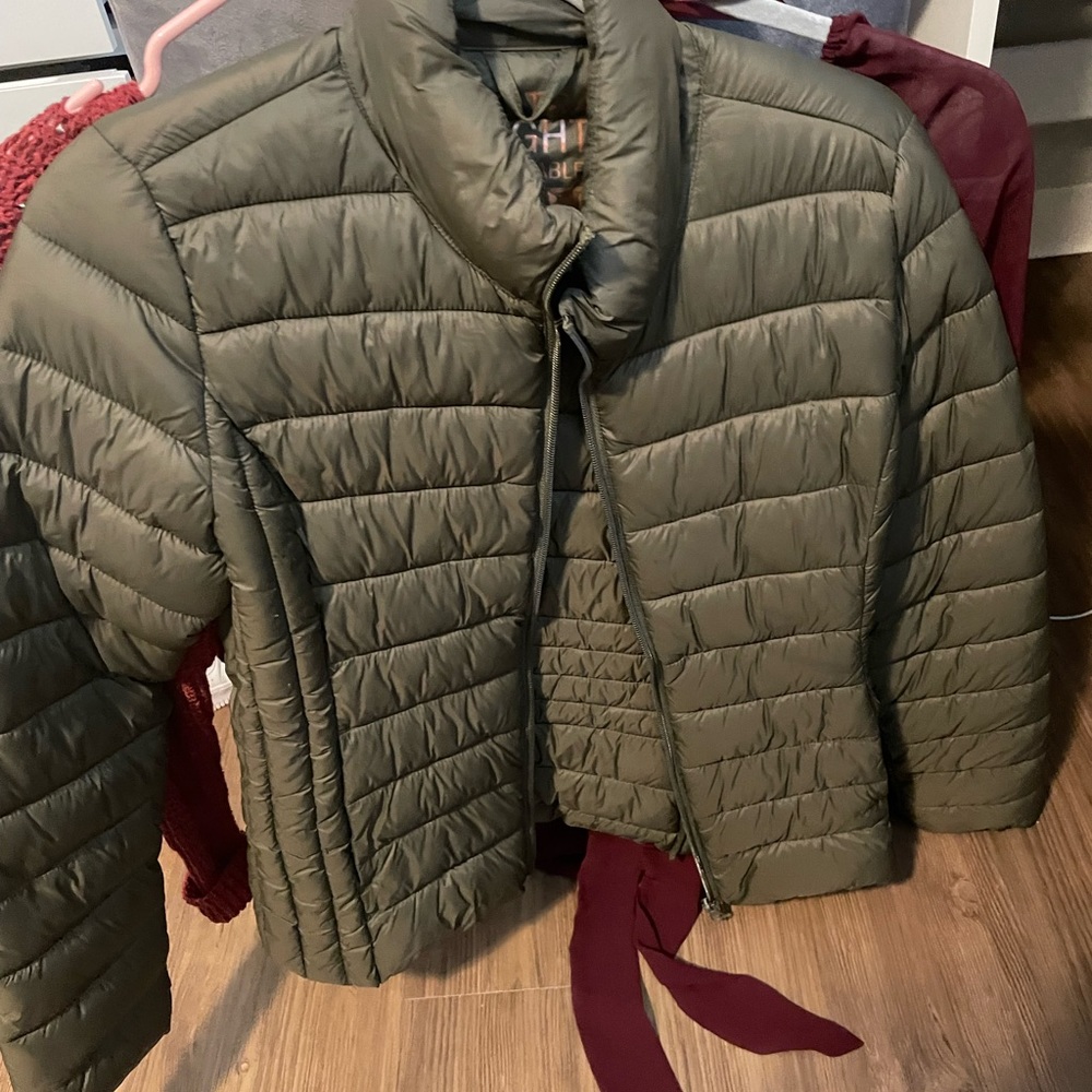Green puffer jacket